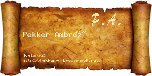 Pekker Ambró névjegykártya